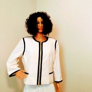 Calvin Klein White Black Zip Blazer Jacket 16.